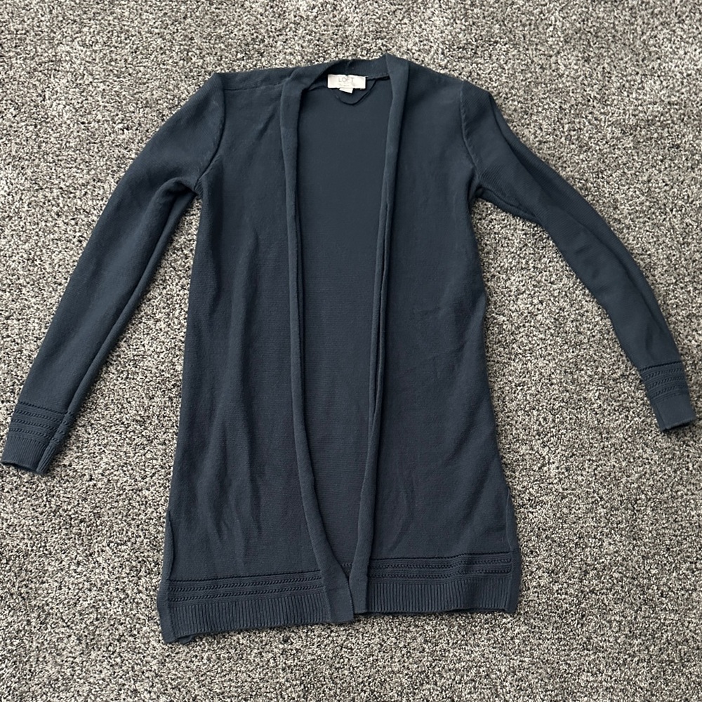 Open-Front Longline Cardigan Sweater - Dusty Blue